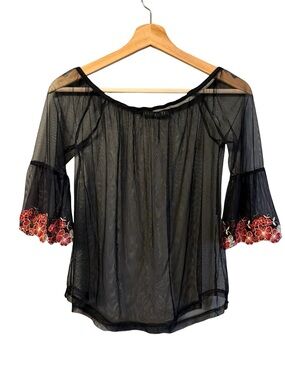 Potters Pot Sheer Mesh Whimsigoth Top Size S Boho Fairy Grunge Romantic Goth